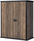 Keter Outillage de jardin, 140 x 73,6 x 170,4 cm – 1400 L | Noix/Noir, Porte-Outils d'extérieur Vertical Walnut