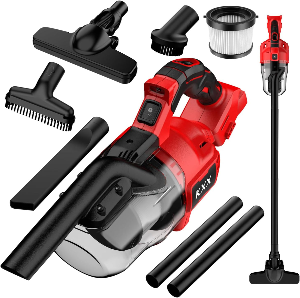 Aspirateurs à main KXX | 500 W, Rouge/Noir – Aspirateur sans Fil pour Batterie Milwaukee M18