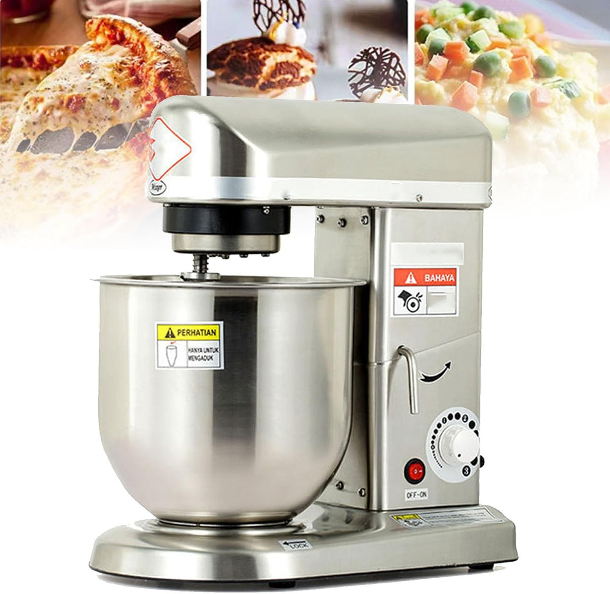 robot pâtissier Batteur – 10 L | 500 W, acier inoxydable – Argent | sur Socle électrique, mixeur Professionnel avec Fonction Pulse