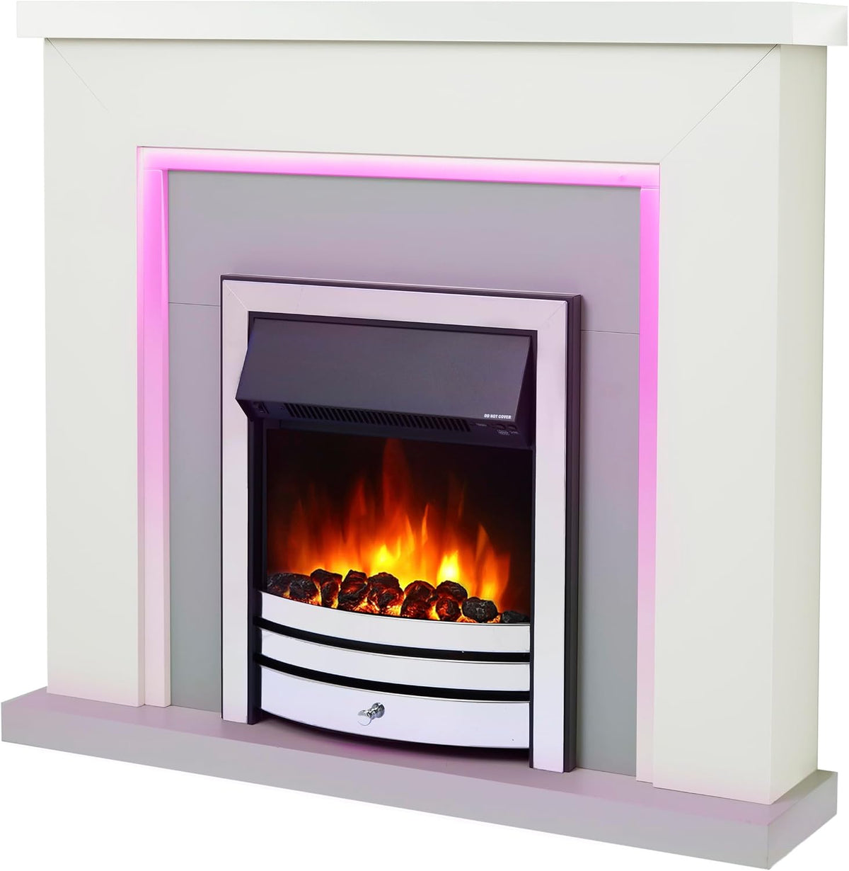 endeavour fires and fireplaces cheminée électrique, Blanc/Gris/Noir – Endeavour Fires Bempton 42' Suite de avec effet de flamme et lit de braises
