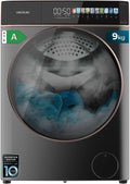 Cecotec lave-linge, machine à laver – 9Kg | 1400 Tr/min, Noir/Acier – Écran 10 | Inverter, SteamMax – Classe A