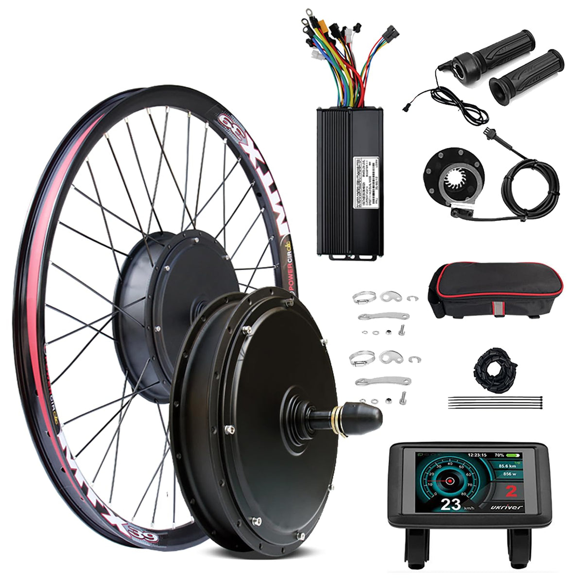 Cyclisme SNHMFUH – ≤ 55 dB | 52 V, 2000 W – 50,8 cm | Noir/Rouge, Kit de conversion pour vélo électrique avec contrôleur 45 A