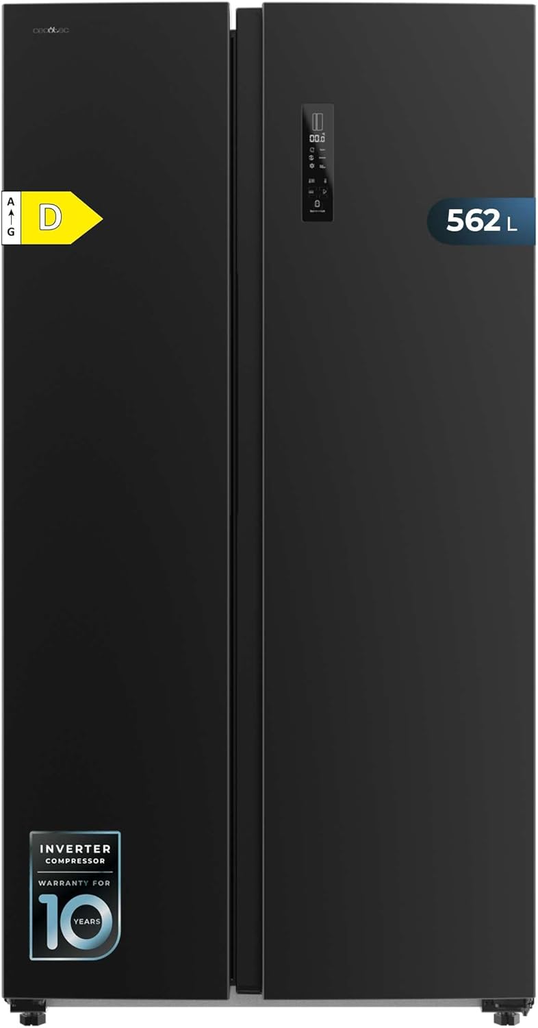 réfrigérateur Cecotec – frigo | 562 L, Noir – Américain Bolero CoolMarket SBS 562 Dark D | Classe D, Total No Frost – mode vacances