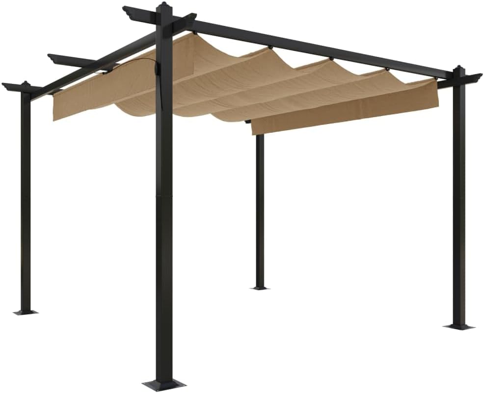 Belvédères Mhdvray | 3 x 3 m, 180 g – acier revêtu par pulvérisation | tissu avec revêtement PA (100 % polyester), taupe – Tonnelle de jardin