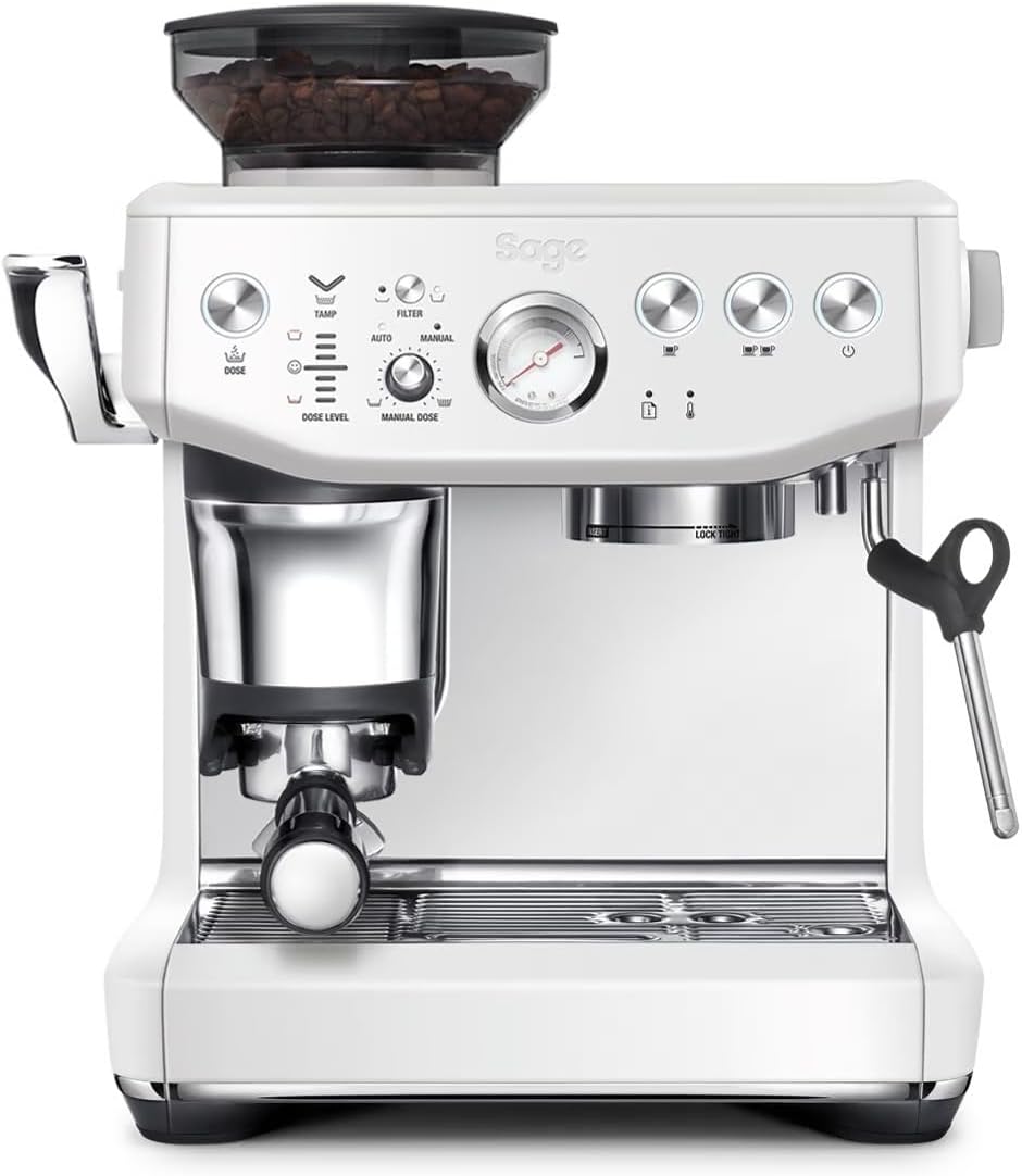 machine à café Sage | cafetière, Blanc – 25 Réglages de Mouture - Sel Marin
