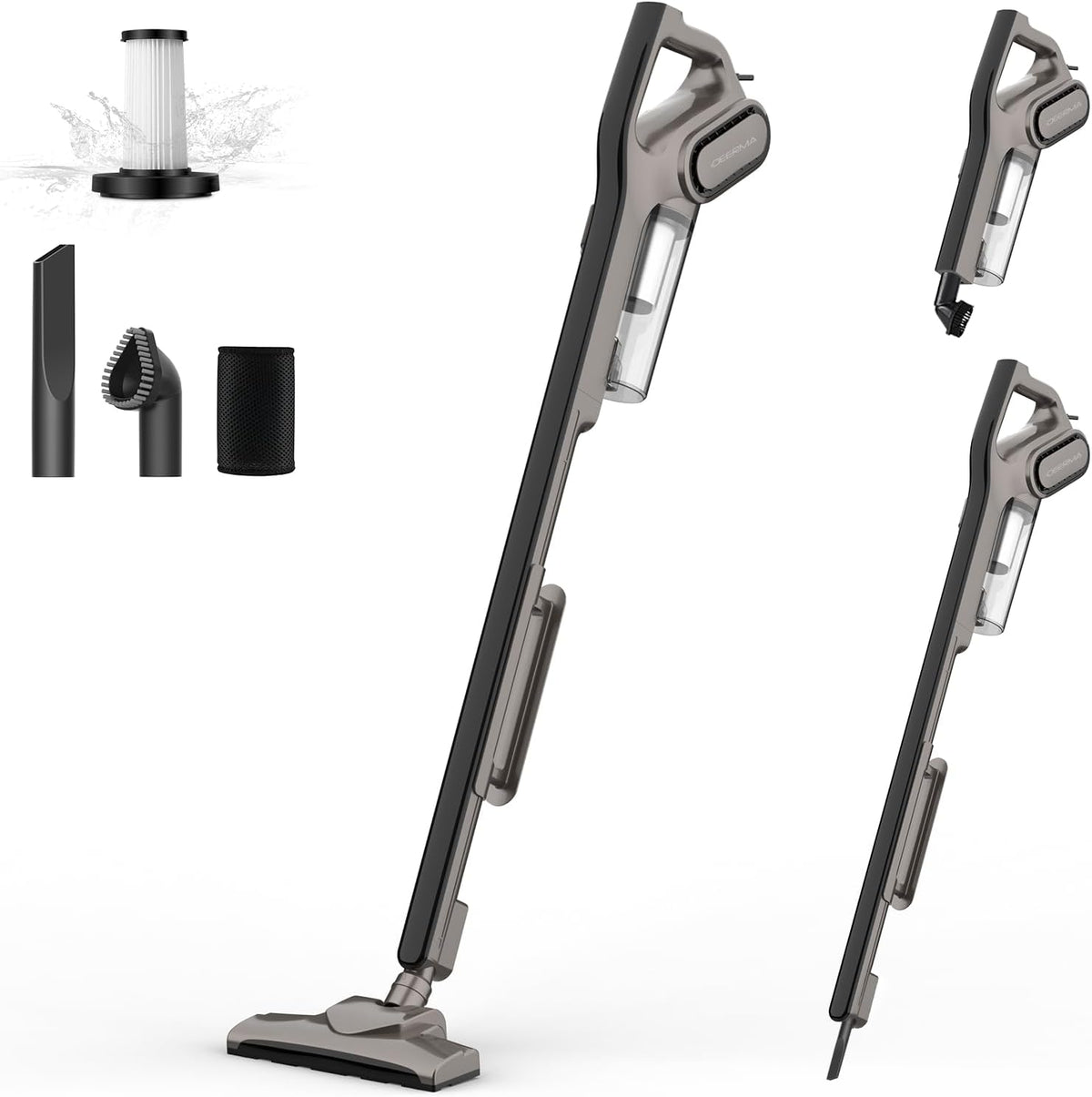 aspirateur balai sans fil Deerma | aspirateur sans fil, 15 kPa – Noir/Gris | DX700S - Aspirateur Balai 2 en 1, Filtre HEPA Lavable