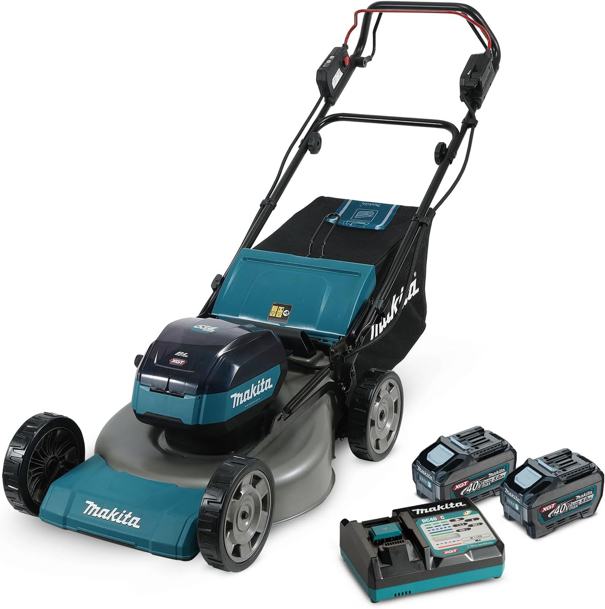 tondeuse à gazon Makita | 5,0 Ah, 53 cm – Bleu/Noir/Argent | Tondeuse BL 40Vmax XGT acier/traction LM002GT201