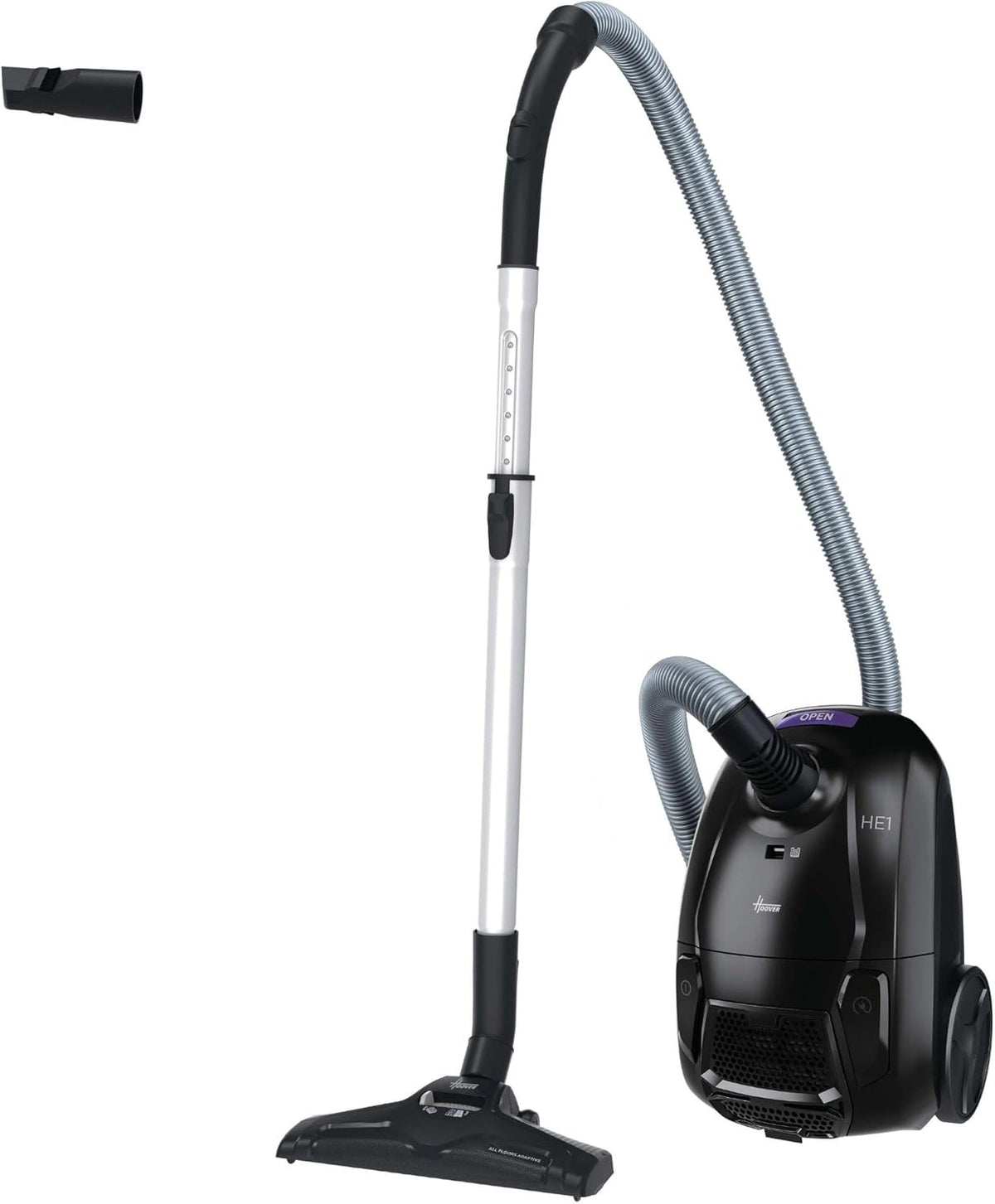 Hoover Aspirateurs traîneaux, 700 W – 2,5 L | Noir/Argent, HE1 Home Aspirateur traineau avec Sac Compact Puissant
