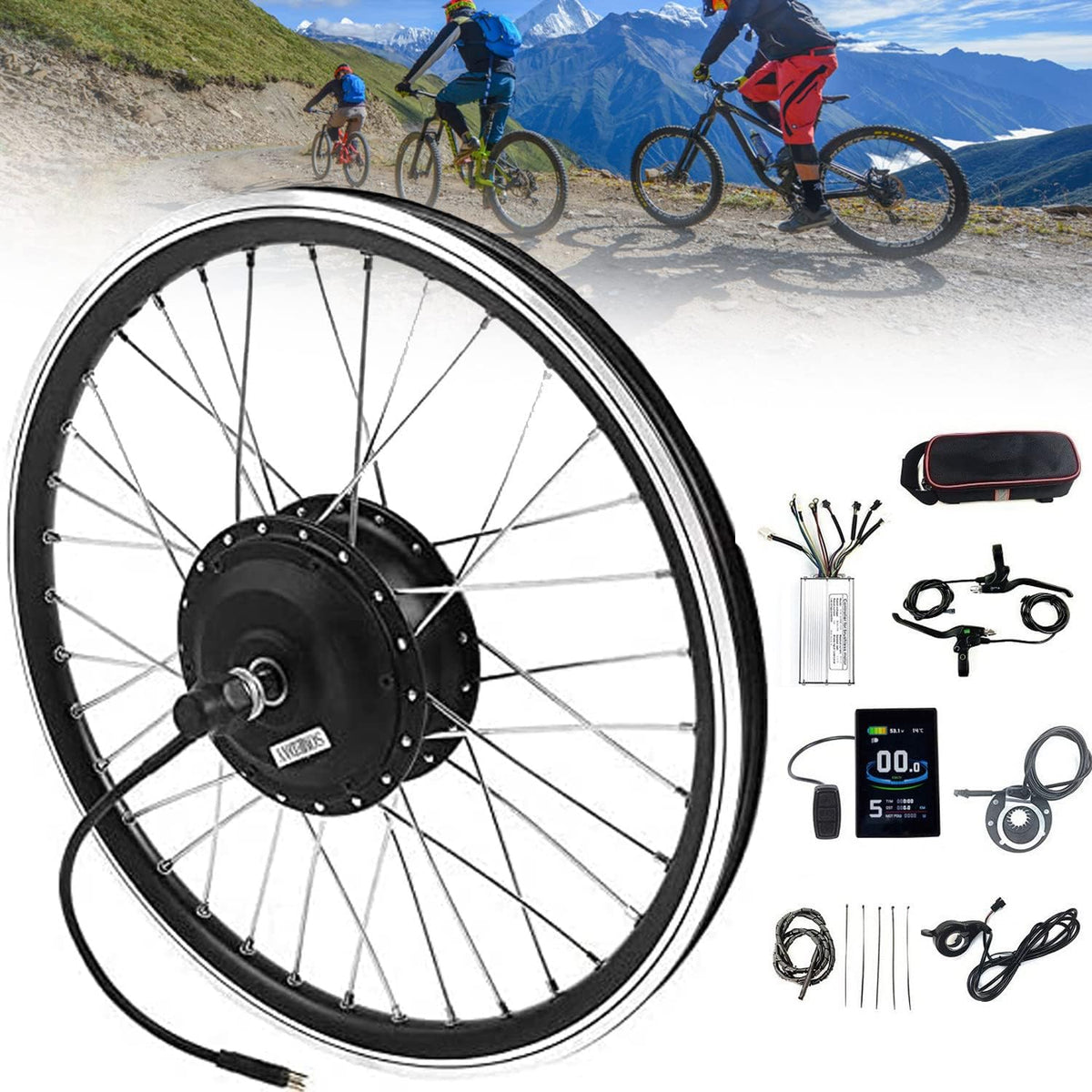 Cyclisme LZDOYY – 20/24/26/27,5/28/29/700c pouces | 36 V, 250 W – Noir/Argent | Kit de Conversion de vélo électrique 20