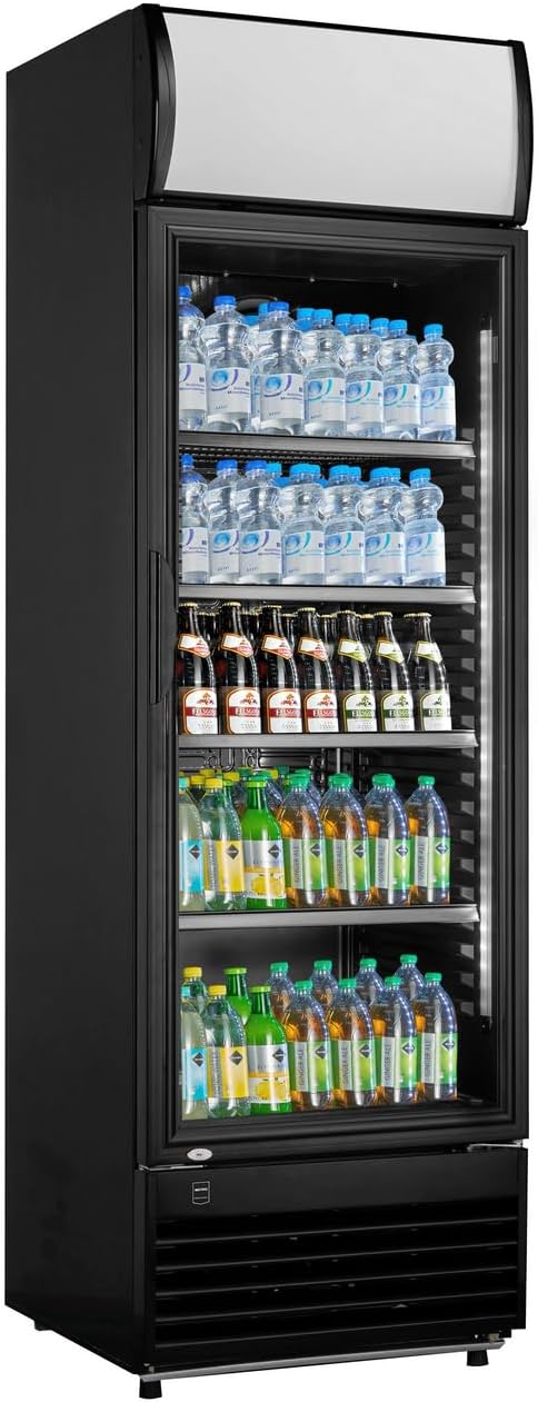 réfrigérateur METRO Professional | 62 x 63.6 x 201.1 cm, 324 L – 180 W | Noir, à Boissons/Frigo Vitré GSC2350B – Froid Ventilé
