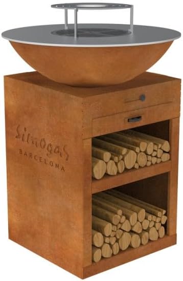 Simogas braséro, 80 cm – Rouille/Argent | Brasero Corten - Modèle Saturn L
