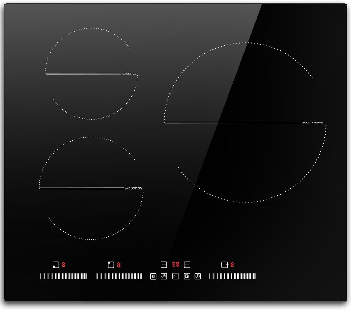 table de cuisson DELITEER | plaque de cuisson, 60CM – 6500 W | 230 V, Noir – Plaque Induction 3 Feux | Plaque Cuisson Induction Encastrable