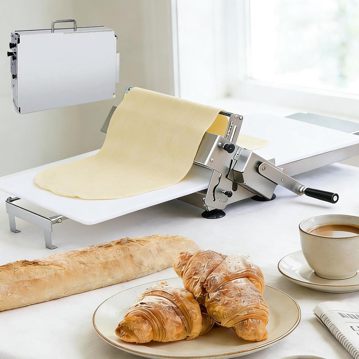 Soflightmok Machines à pâtes, 25 mm – Argent | Laminoir à PâTe, Laminoir RéVersible pour PâTe FeuilletéE Et Fondante