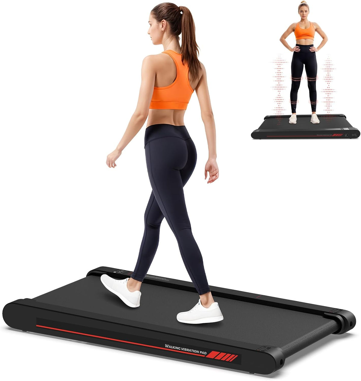 tapis de course Sperax | Noir/Rouge, Tapis de Marche Vibrant 4 en 1 avec Télécommande – Walking Pad Vitesse 6km/h