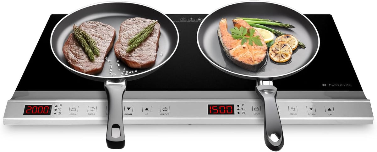 table de cuisson Navaris – plaque de cuisson | 3500 W, Noir/Argent
