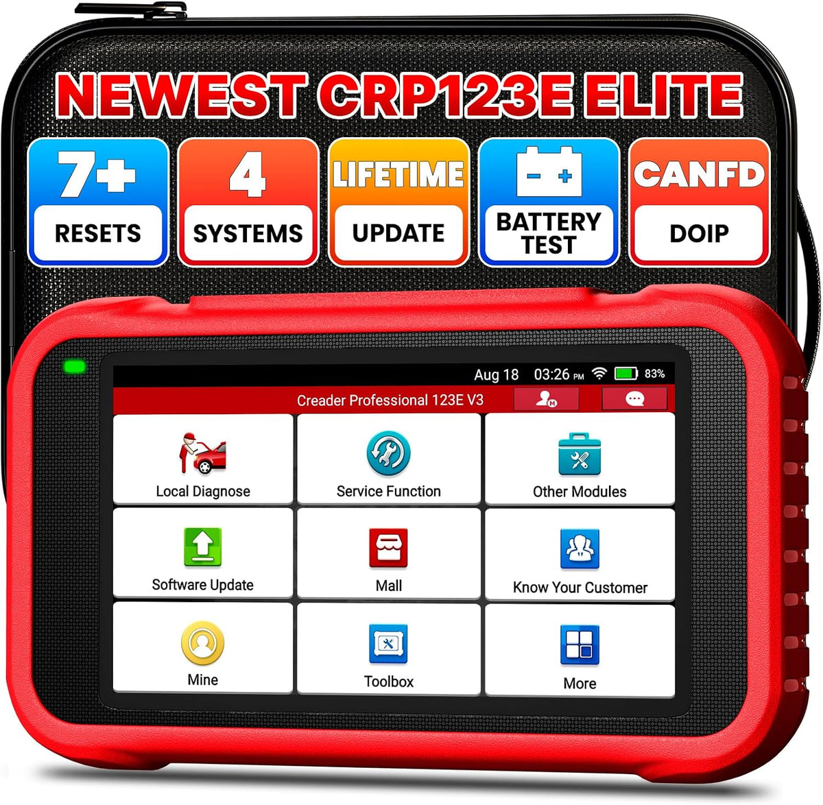 LAUNCH Outils diagnostics pour système de moteur OBD-II, Rouge/Noir – 7 Reset Oil SAS EPB DPF Purge ABS BMS Accélérateur