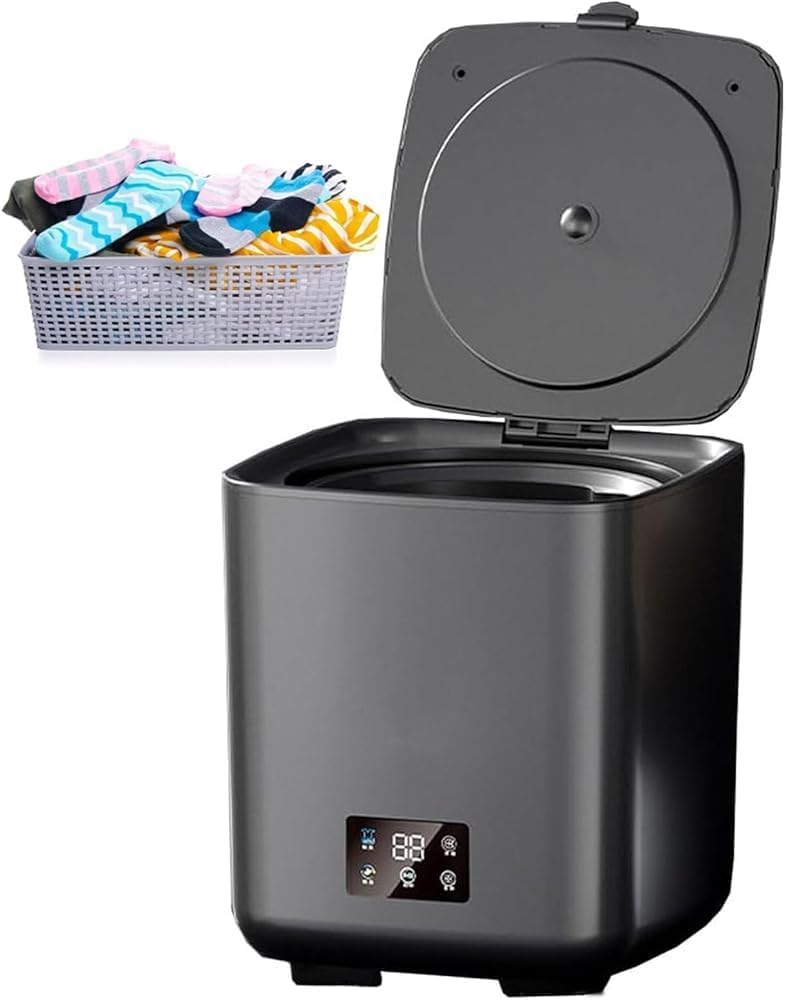 lave-linge, 27 x 27 x 30 cm – 10 litres | plastique, noir – Machine à laver portable ultra compacte | délicats