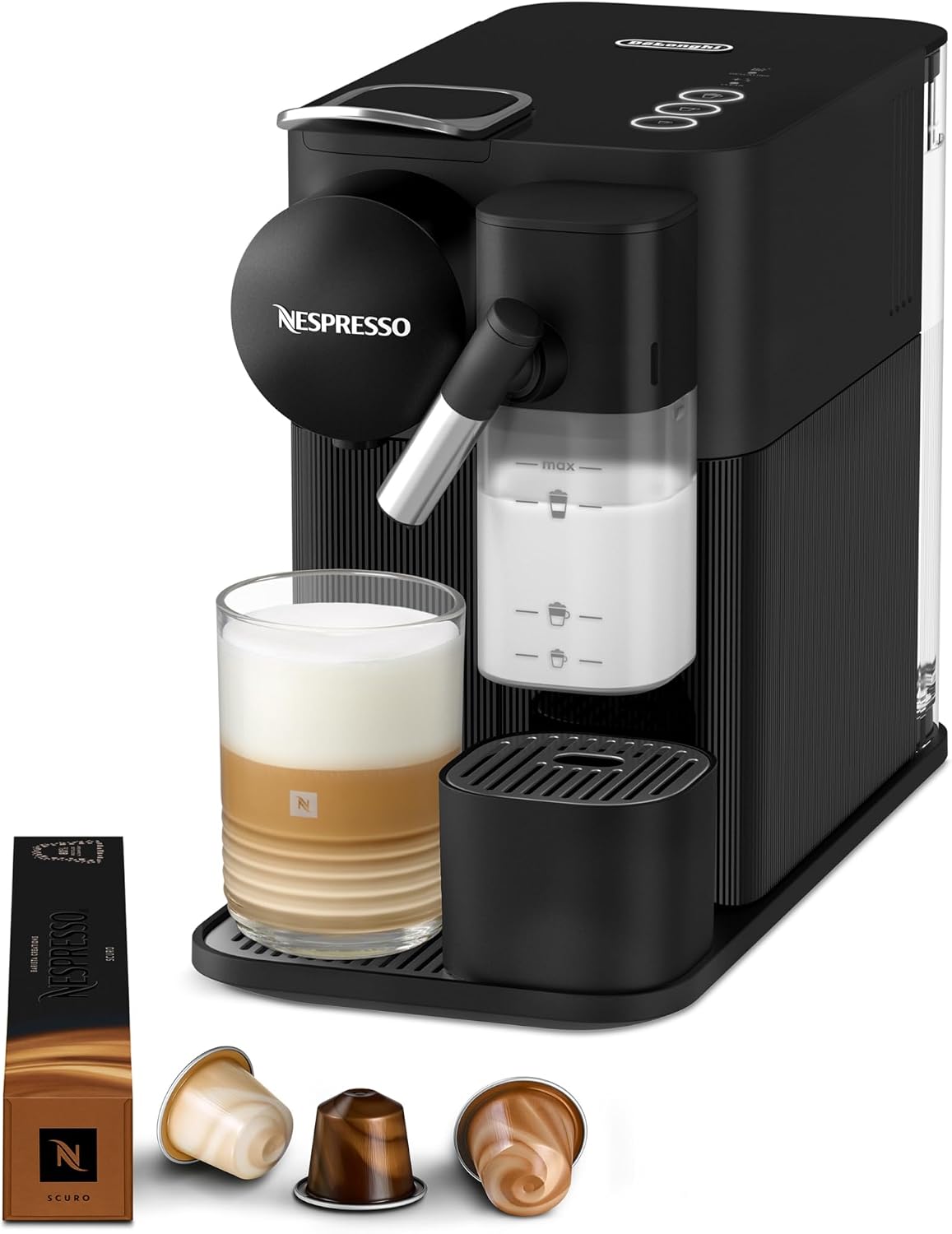 machine à café Nespresso – cafetière | 1450 W, Noir – De'Longhi Lattissima One Evo EN510.B | Machine a Café Capsule, Expresso et Cappuccino