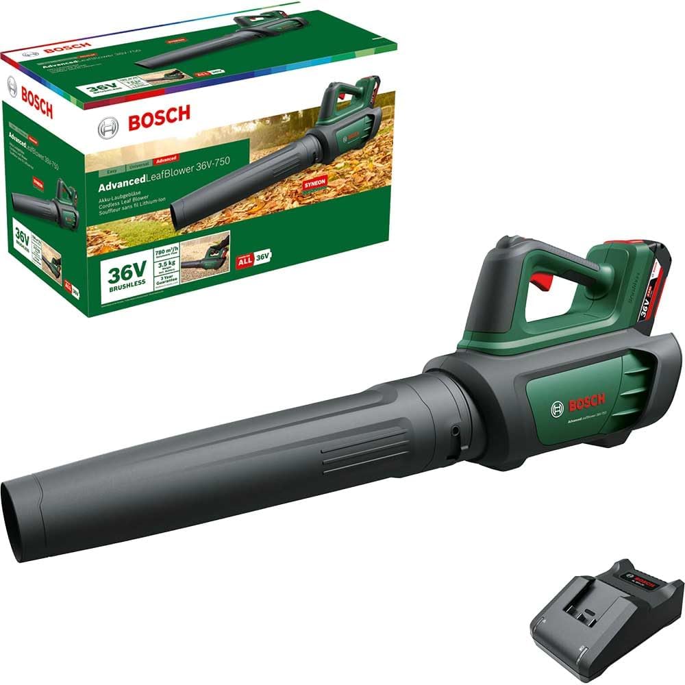 Souffleurs de feuilles Bosch – 36 V | 2.0 Ah, Vert/Noir – Système de 36 Volts | Nettoyer Les Feuilles Difficiles et Les Grandes Zones