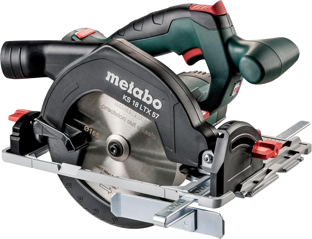 scie circulaire metabo | 601857890 W, 18 V – Noir/Argent/Rouge/Vert | KS 18 LTX 57 sans fil