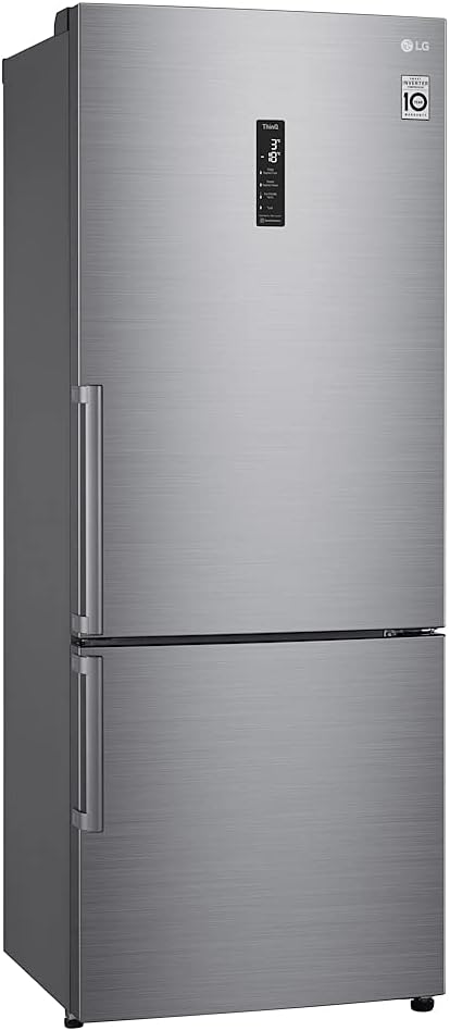 LG réfrigérateur, frigo – 185 cm | 499 L, Inox – GBB567PZCMB1 - Combi No Frost | congélateur, fonction DoorCooling – Compresseur Smart Inverter et App
