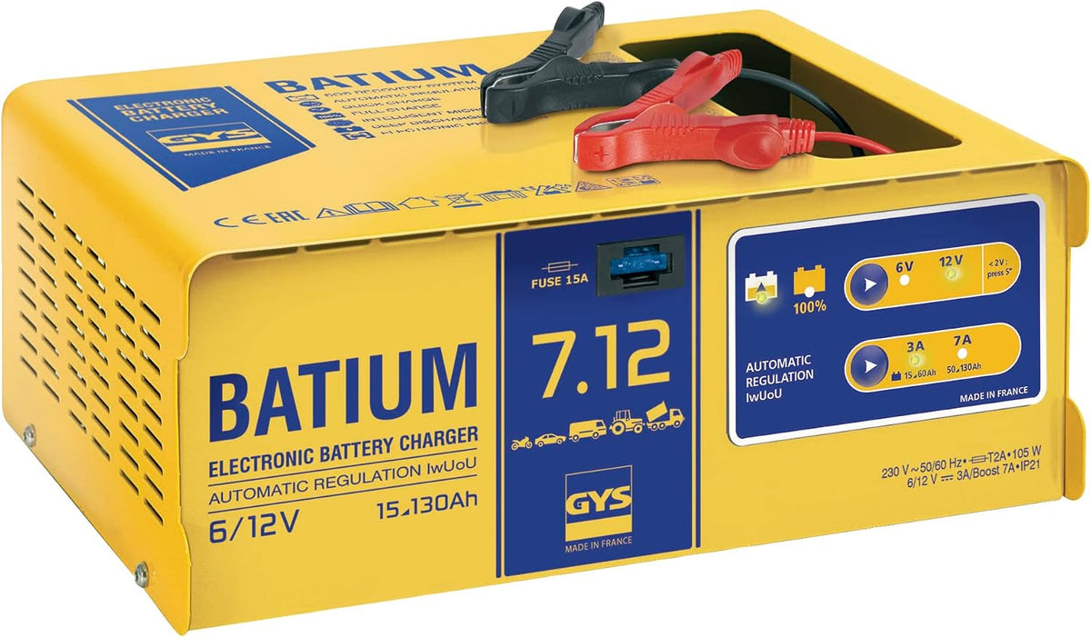 Chargeurs de batterie GYS – 105 W | 15 Ah, Jaune/Bleu