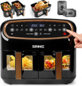 friteuse à air chaud Duronic – air fryer | 10 L, 5 L – Noir/Marron | 10 Programmes de Cuisson Préréglés, Sans huile – Fonctions Sync Cook Sync Finish