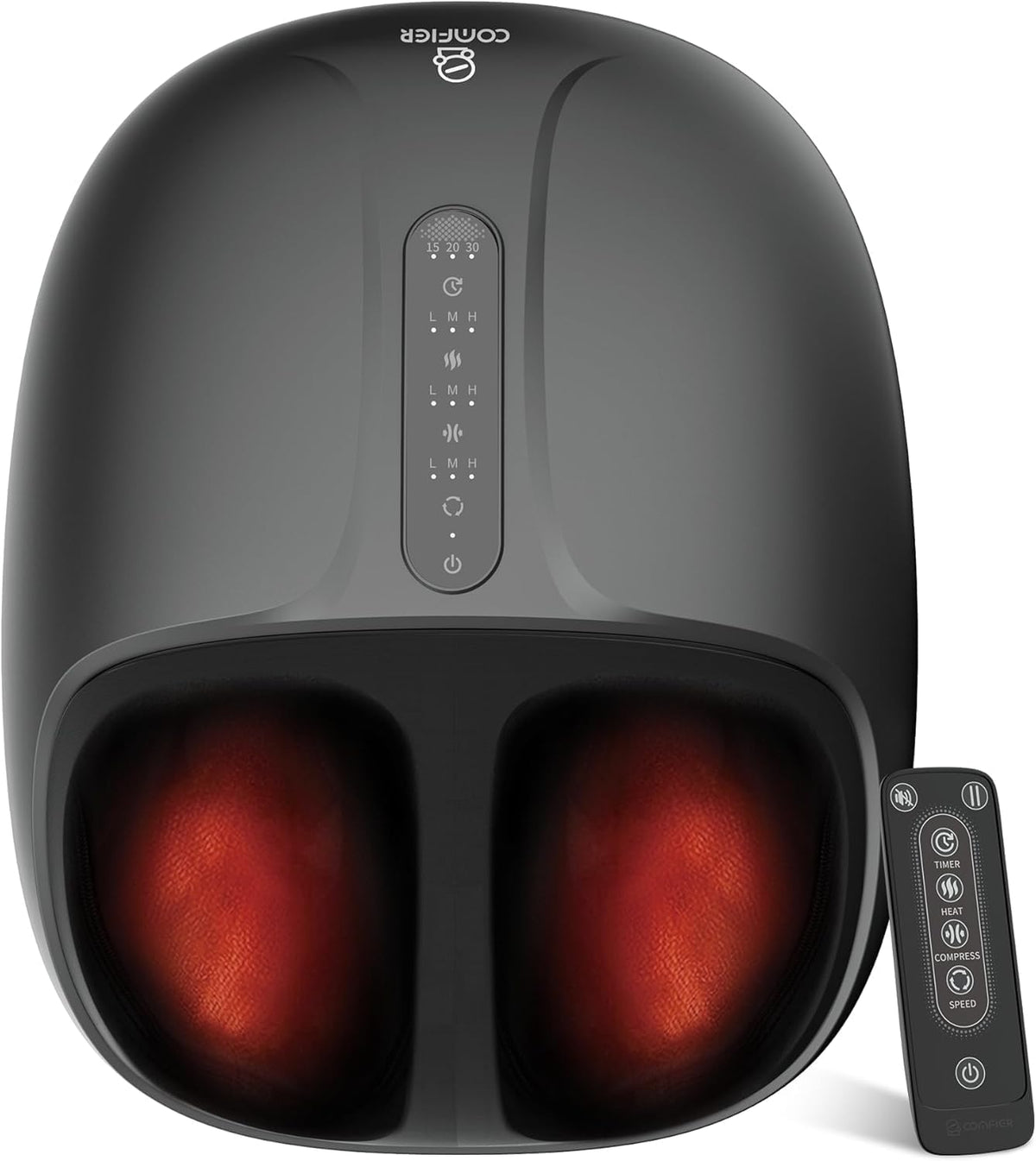 appareil de massage des pieds COMFIER – Noir/Gris | Masseur de pieds Shiatsu avec chaleur, neuropathie plantaire