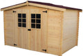 Abris de jardin Habrita Foresta | 300 cm, 20 mm – Bois Clair | Abri Madrier Bois Massif avec Grande Façade