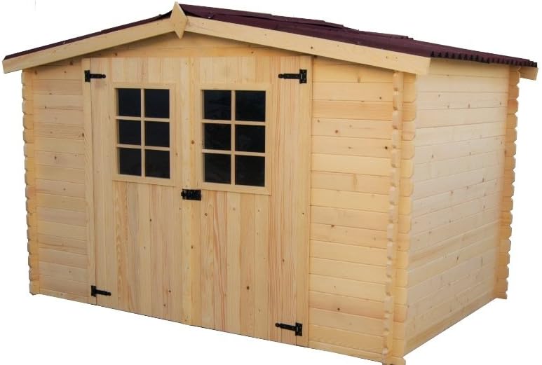 Abris de jardin Habrita Foresta | 300 cm, 20 mm – Bois Clair | Abri Madrier Bois Massif avec Grande Façade