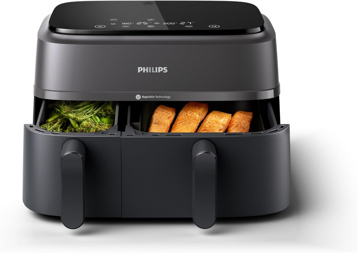 Philips friteuse à air chaud, 9 L – Noir | Airfryer Série 3000 - Air Fryer Double Panier, Technologie RapidAir