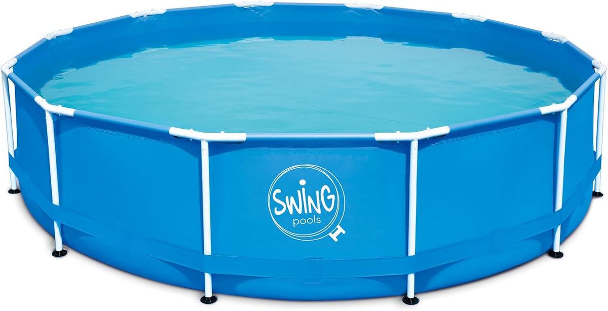 Structures pour piscines AMBIENTE HOME – diamètre: environ 3,66 m x 84 cm | couleur: bleu, 3,66 x 0,84 m – PVC polyester matériau à trois couches