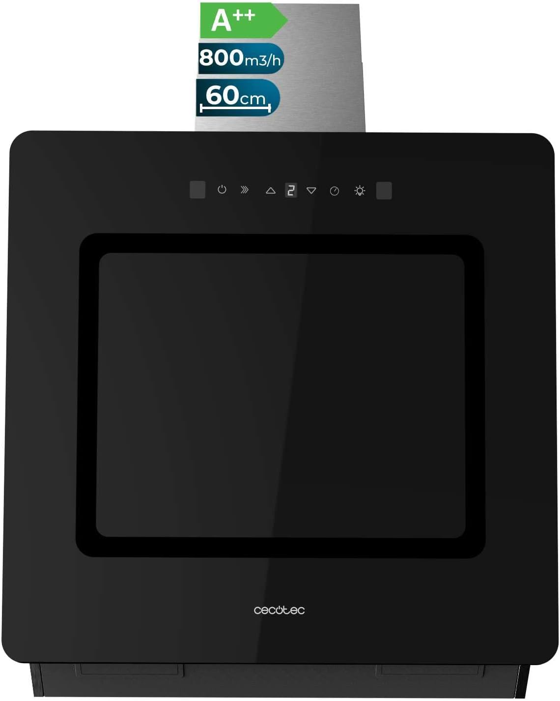 hotte aspirante Cecotec | 60 cm, Noir – 3 niveaux de puissance | éclairage LED et contrôle gestuel