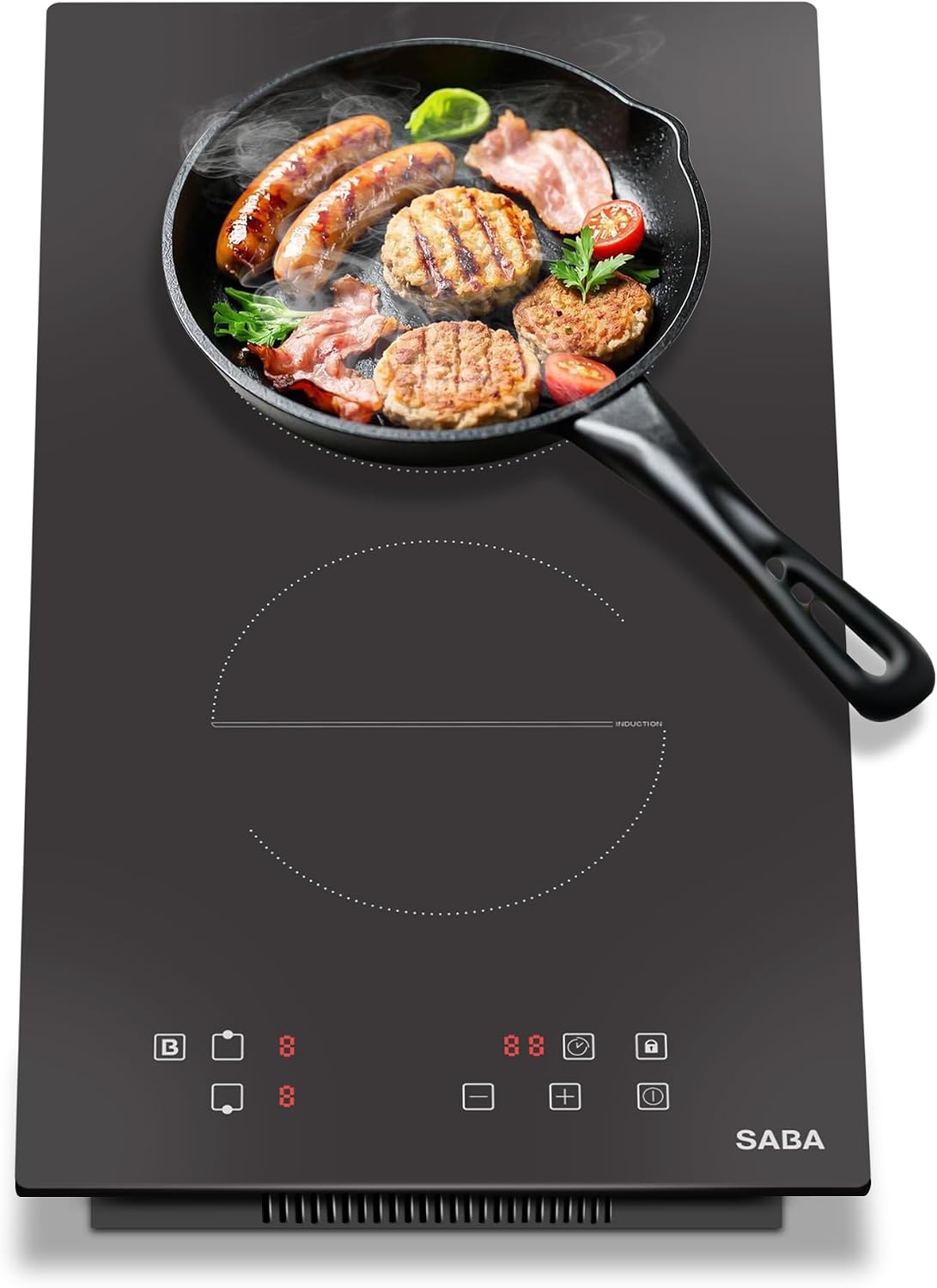 table de cuisson Karienvir – plaque de cuisson | 30 cm, 3500 W – Noir | Plaque induction 2 feux, Commande tactile – Minuterie