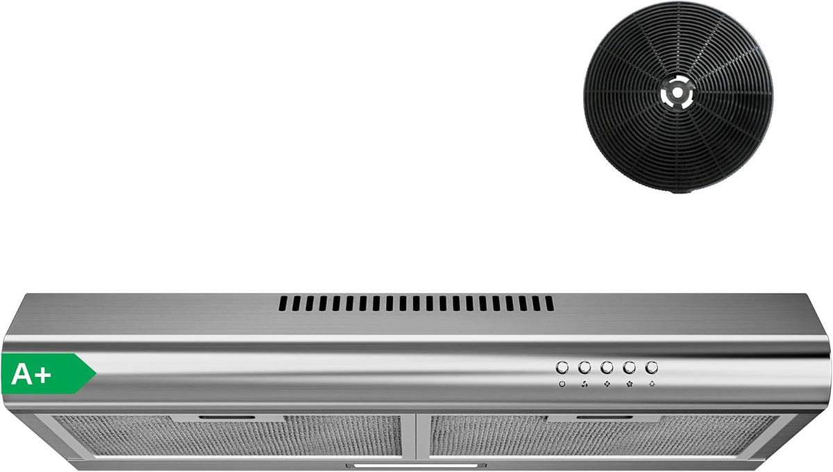 hotte aspirante FIREGAS | 60 cm, 250 m – Argent/Noir | en Acier Inoxydable, Moteur Sans Balais – Classe A+ | Silencieuse