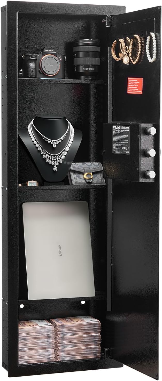 armoire VEVOR, SS-1150QRDZ – 4 x 14,57 x 43,3 pouces / 102 x 370 x 1100 mm | Q235, Noir – Coffre-fort Mural | Forte Dissimulée pour Armes à Feu