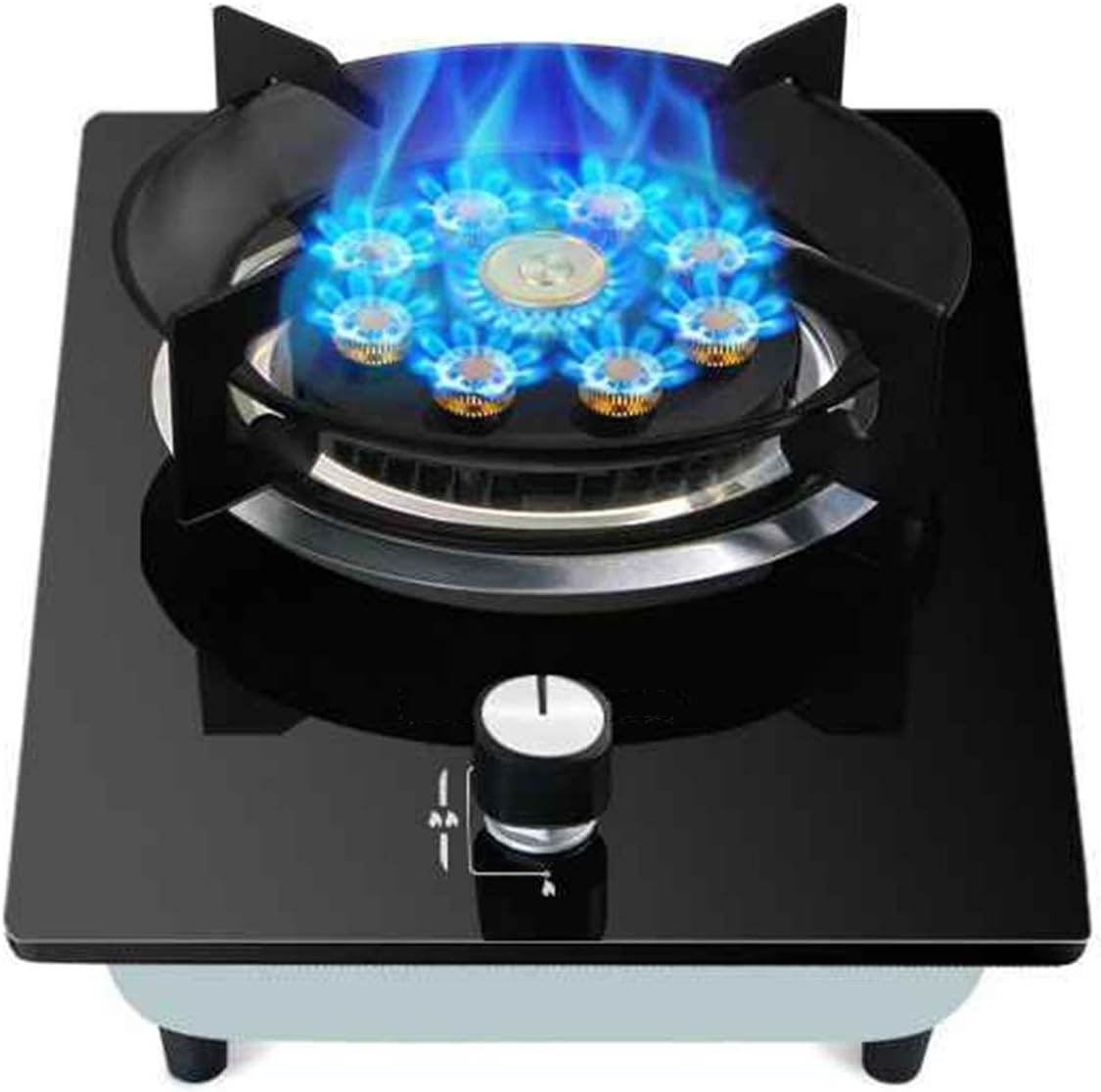 BZJPRFC Tables de cuisson, 5,2 KW – noir | Cuisinière À Gaz Brûleur, Neuf Cavités – Régulateurs D'intérieur pour La Restauration