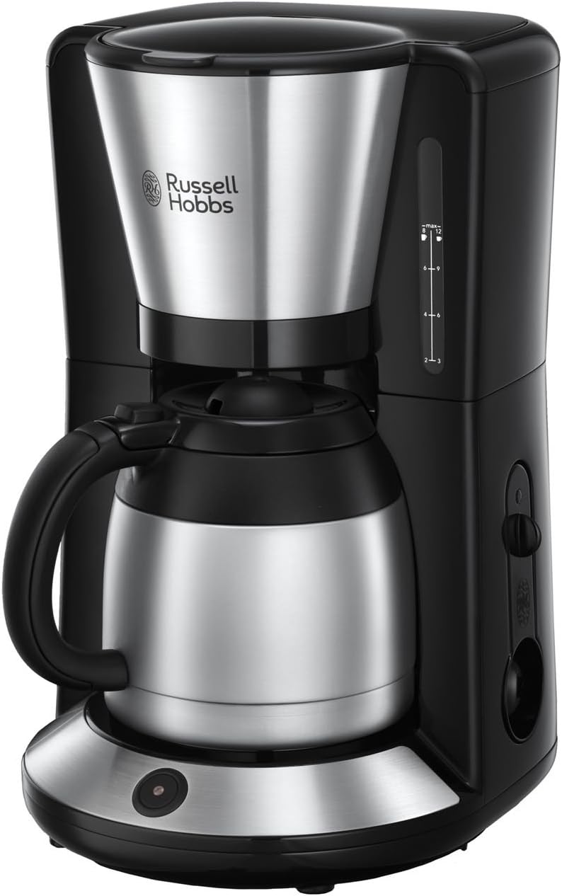 Russell Hobbs machine à café, cafetière – 1 L | 1100 W, Noir/Argent – verseuse Isotherme | Auto Off, antigoutte – ) 24020-56