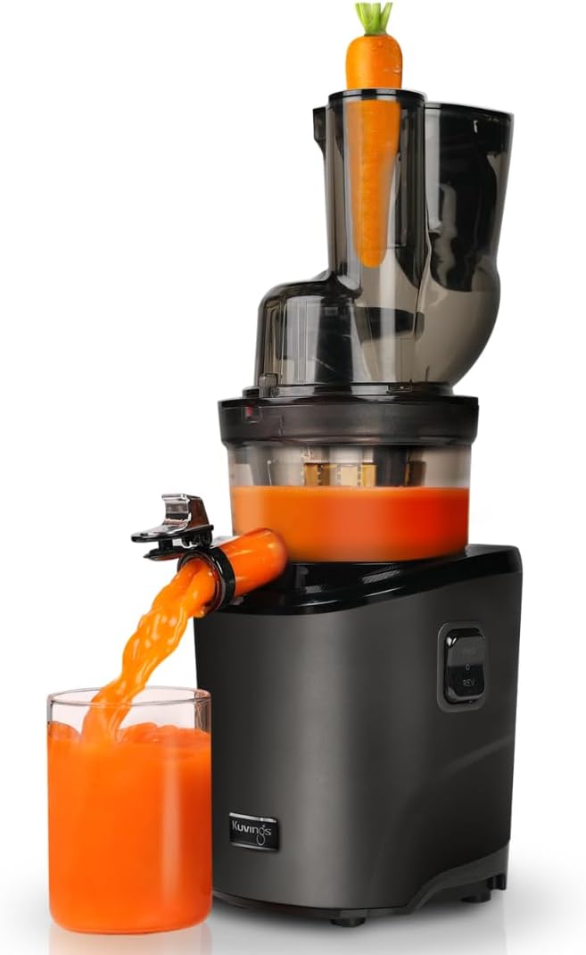 centrifugeuse Kuvings | Noir, Extracteur de jus REVO830S - Double embouchure – Système de découpe automatique