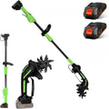 UEXEDO motoculteur, 650 W – 1,3 m | 10 cm, Vert/Noir – Motobineuse électrique | mini motobineuse avec batterie 3000 mAh