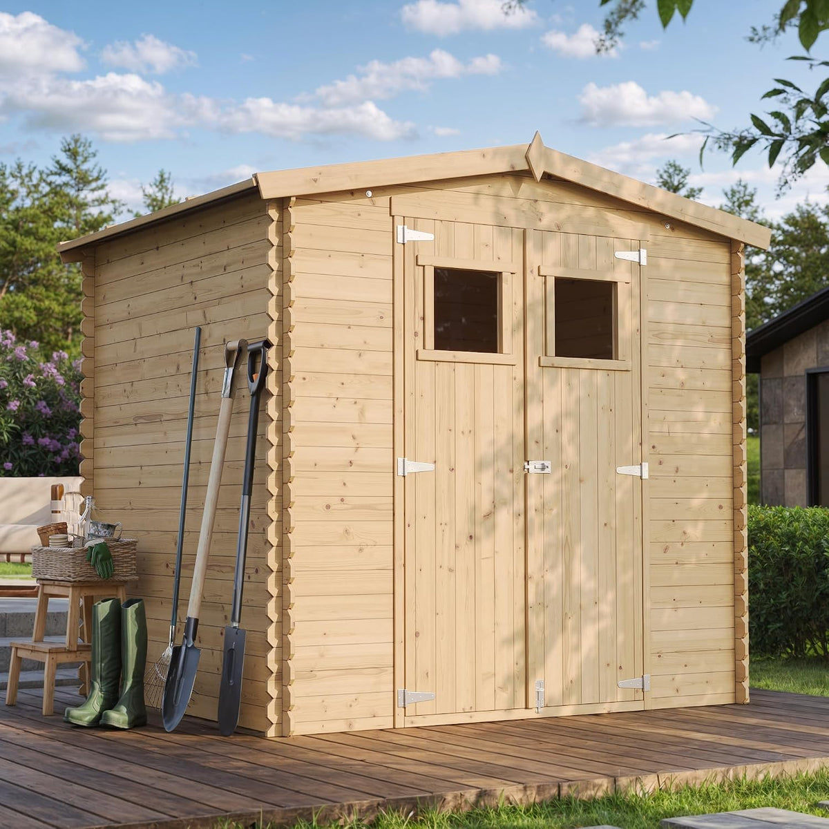 Abris de jardin TIMBELA | 4.33 m2, Bois Clair – Local à vélos - Toit imperméable | fenêtres M369
