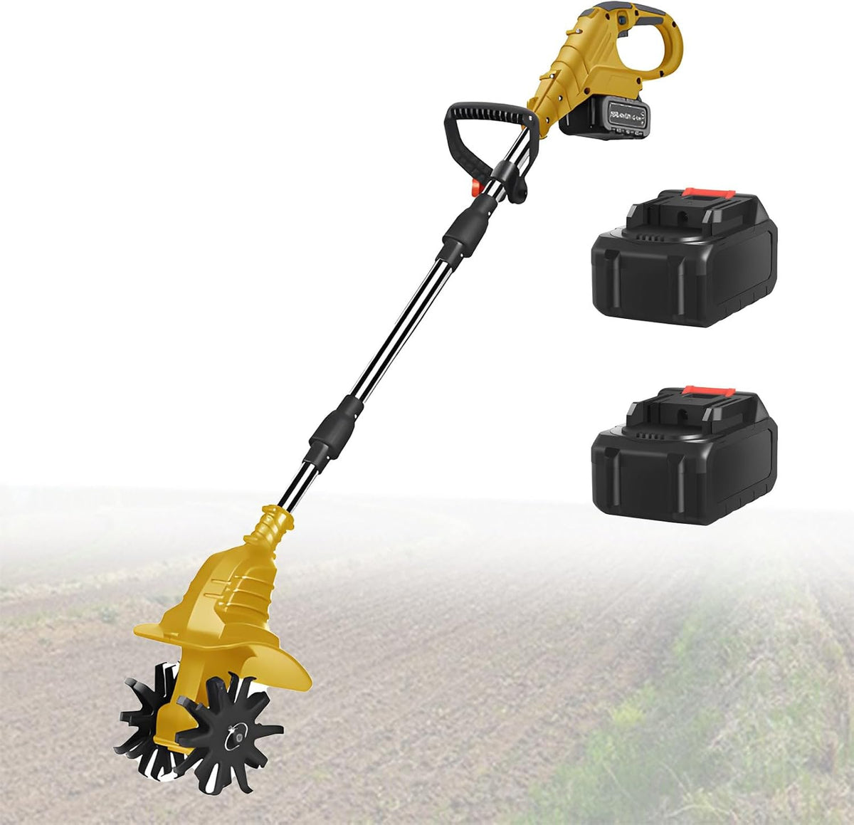 motoculteur LwiftGal | 140 cm x 28 cm, 21 V – 25Cm | 20Cm, Jaune/Noir – Sans Fil Avec Batterie | éLectrique Pour Jardin Et Cour