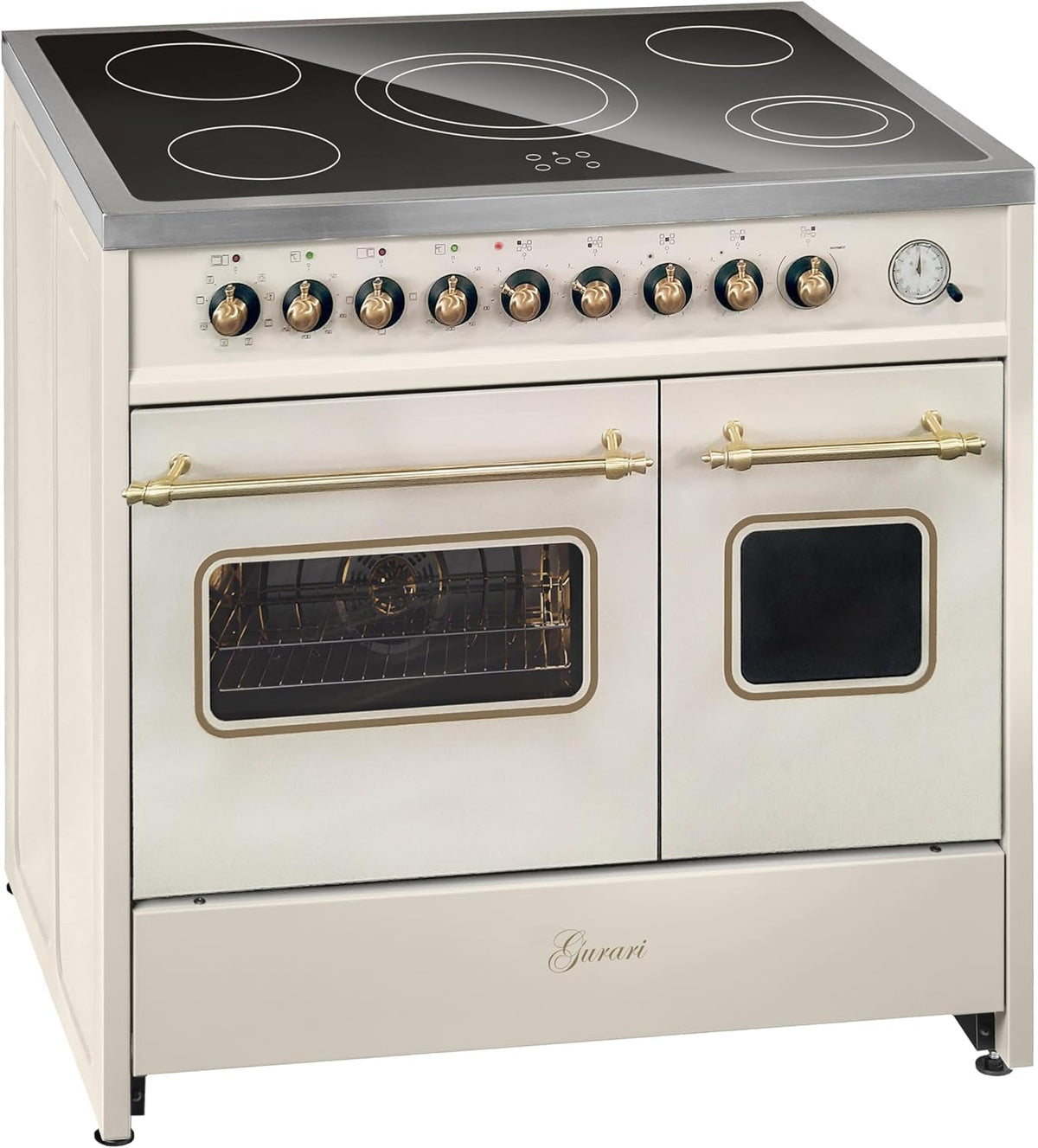 table de cuisson Gurari, plaque de cuisson – 90 cm | Crème/Noir, classe énergétique A