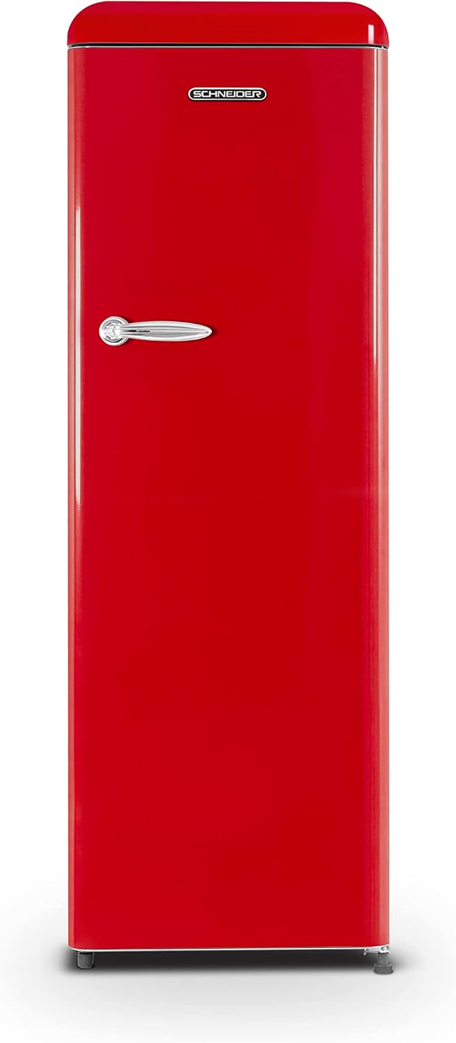 réfrigérateur Schneider – frigo | 337 L, Rouge – SCCL329VR | 1 porte Vintage, Froid brassé – Dégivrage automatique | 4 clayettes verre
