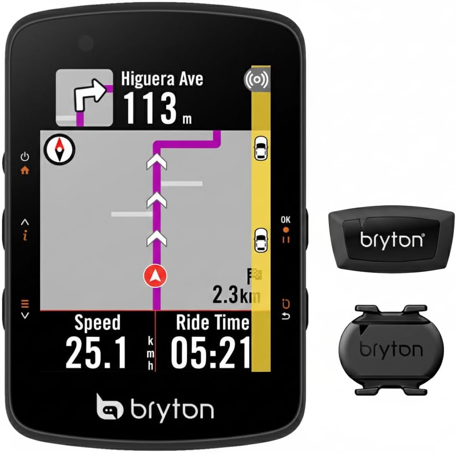 GPS vélo Bryton | Noir, Rider 650/550 Compteur GPS pour vélo – écran Couleur 2 | Navigation détaillée Virage par Virage