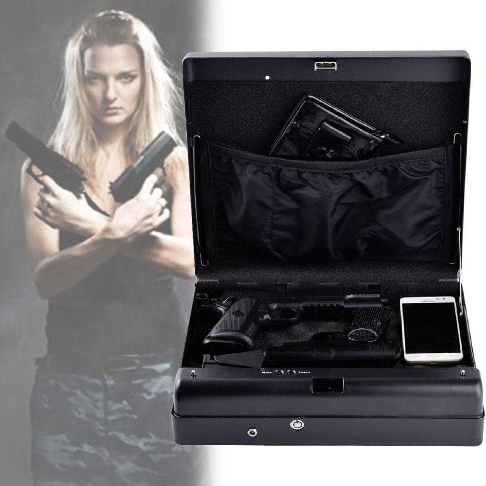 armoire GEJLELDS, Noir – à pistolets pour pistolets | coffre-fort pour armes de poing à empreintes digitales