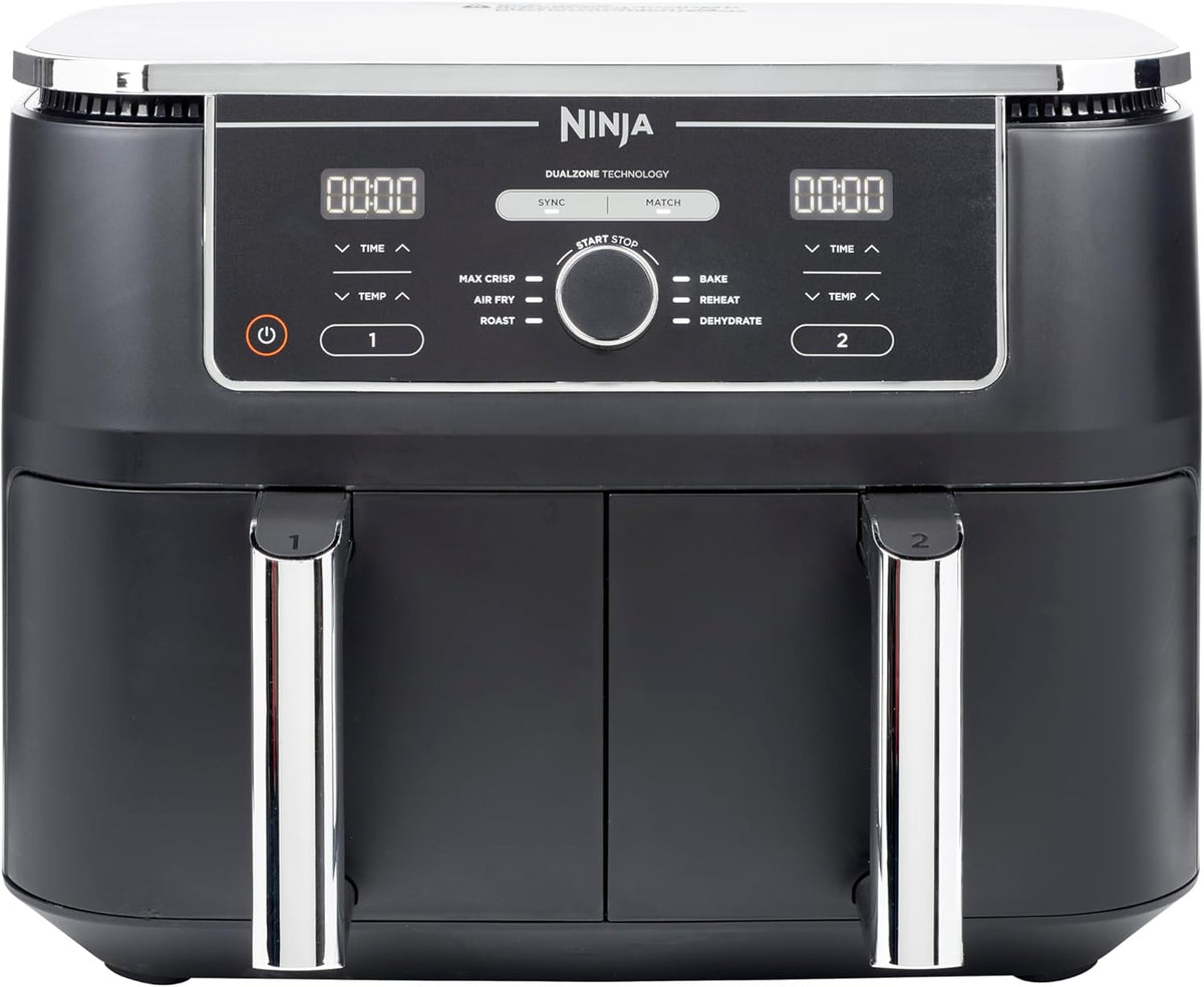 friteuse à air chaud NINJA | H32,5 cm x L41,5 cm x P27 cm. Poids: 8,9 kg, 9,5 L – Noir | Foodi MAX Dual Zone Air Fryer