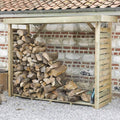 Abris de jardin Madeira – Beige | Abri à bûches en Bois avec Plancher - 2, 7 stères