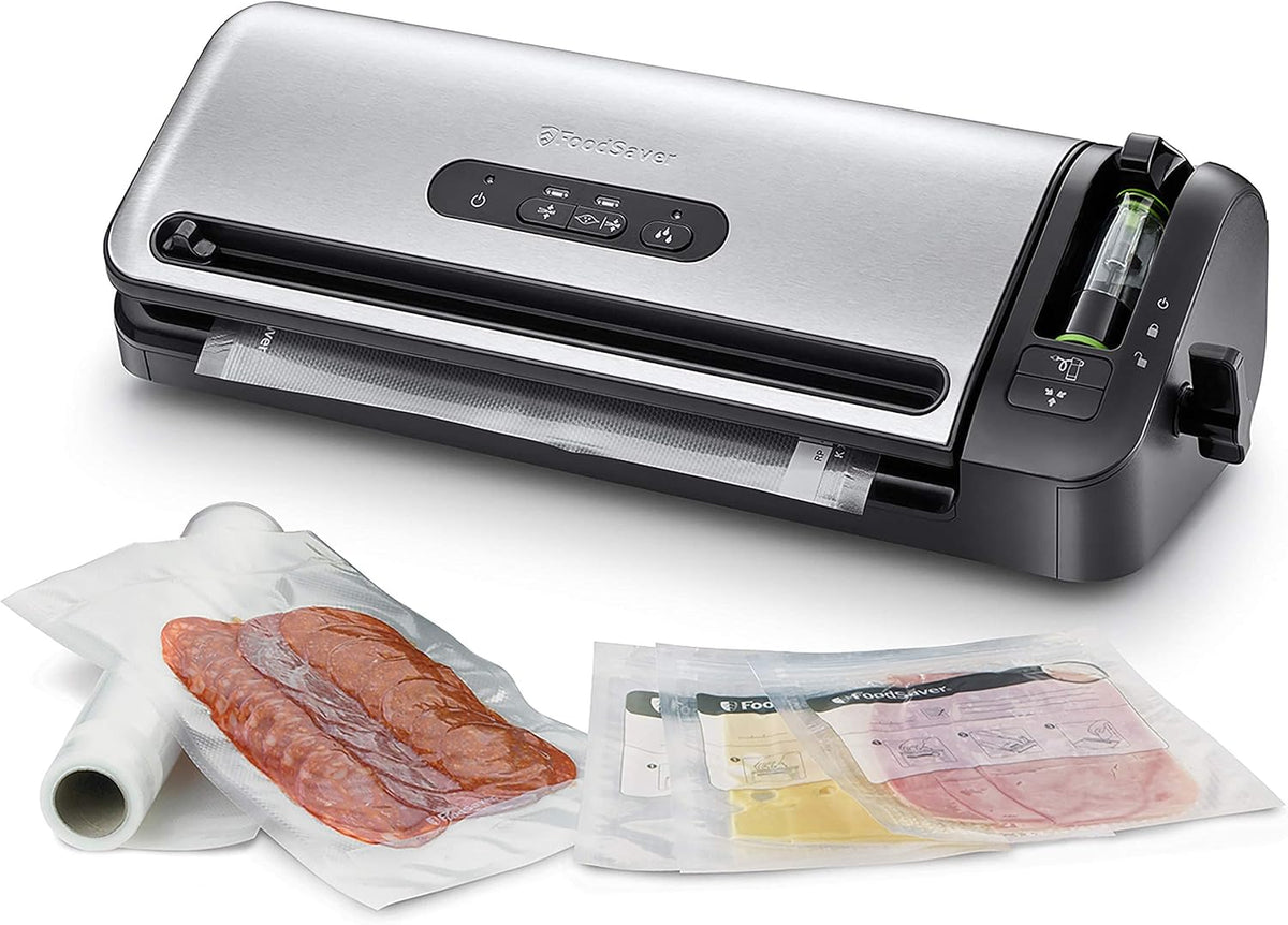 Appareils de mise sous vide FoodSaver – Argent/Noir | Machine Sous Vide avec compartiment de rangement pour rouleau et cutter