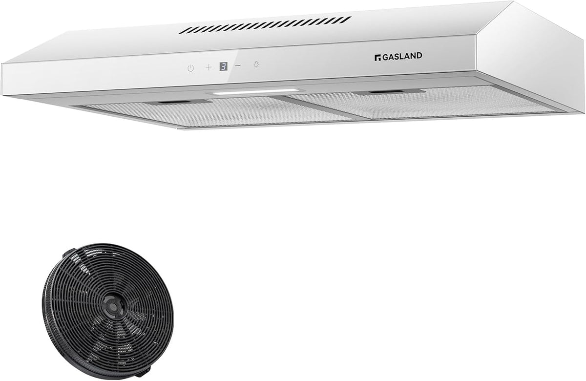 GASLAND hotte aspirante, 60 cm – 214 m | Blanc, Mode Circulation – Extraction Silencieuse ³/h | 3 Vitesses Commande Tactile